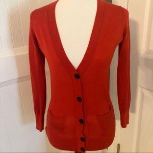 LOFT Dark Red Button-down cardigan.